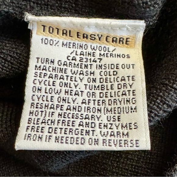 Vtg 100% Merino Wool Black Talbots Petites mock neck midi sweater dress.Size M - Picture 5 of 5